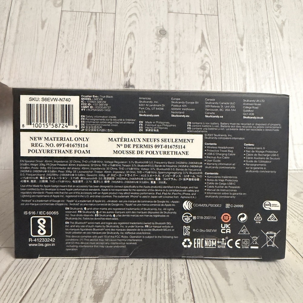 Skullcandy Crusher Evo Wireless Over-Ear Headphone Black NEW SEALED With Charger - Picture 6 of 7